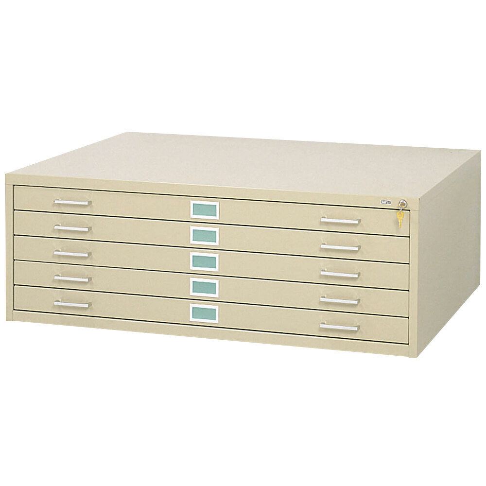 Safco 4998TSR 5-Drawer Tropic Sand Steel Flat File Cabinet for 36" x 48" Documents