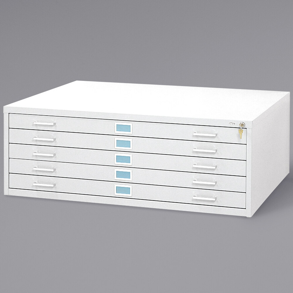Safco 4998WHR 5-Drawer White Steel Flat File Cabinet for 36" x 48" Documents