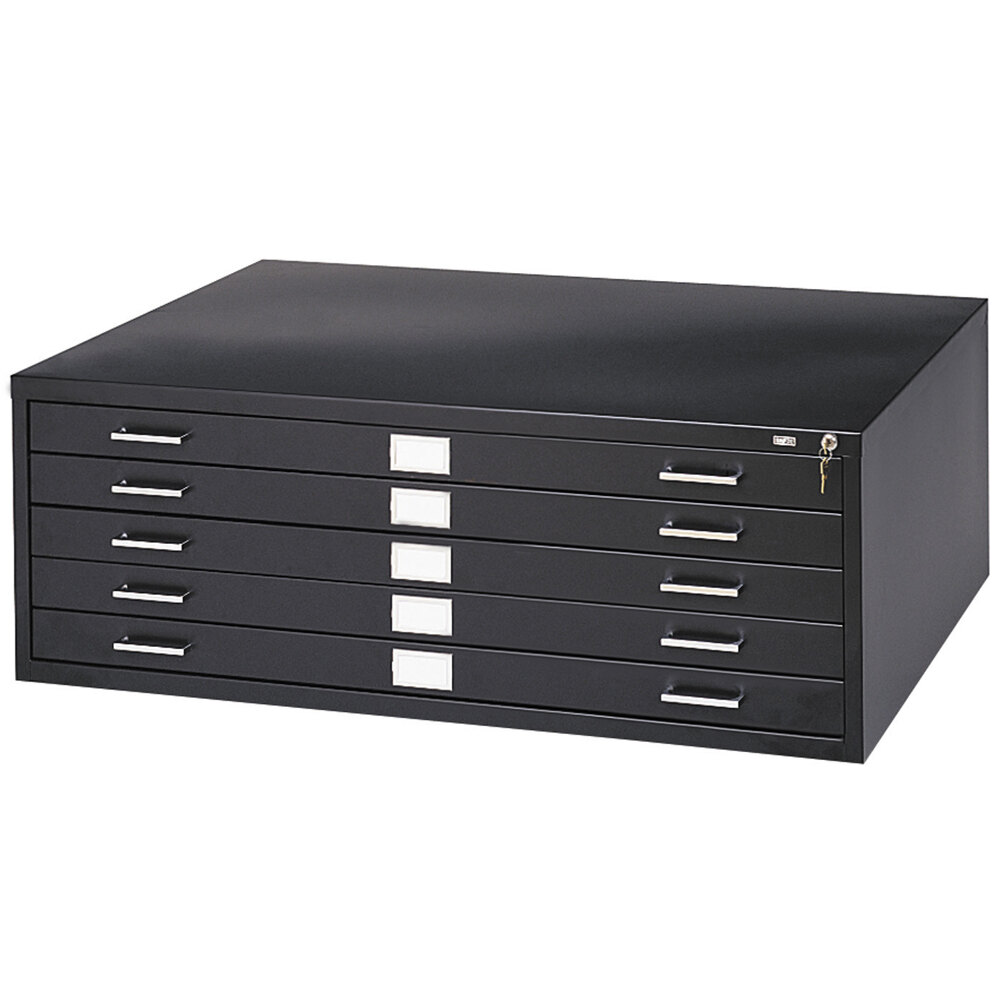 Safco 4994BLR 5-Drawer Black Steel Flat File Cabinet for 24" x 36" Documents