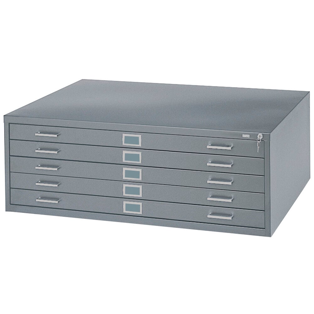 Safco 4994GRR 5-Drawer Gray Steel Flat File Cabinet for 24" x 36" Documents