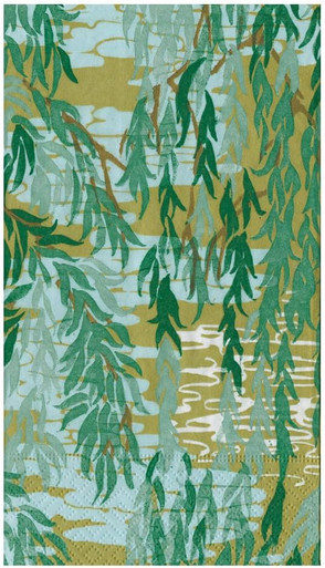 Caspari Paper Guest Towel Napkins, Willows Green - 2 Packs (18730G)