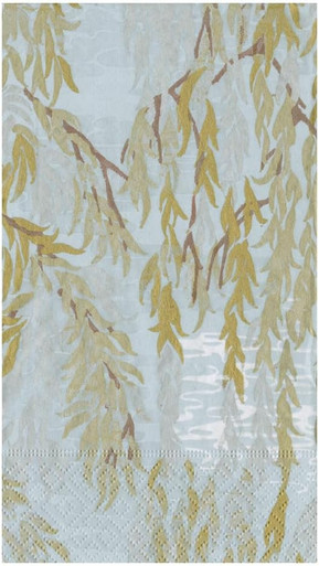 Caspari Paper Guest Towel Napkins, Willows Silver - 2 Packs (18731G)