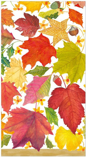 Caspari Paper Guest Towel Napkins, Swirling Leaves White - 2 Packs (18740G)