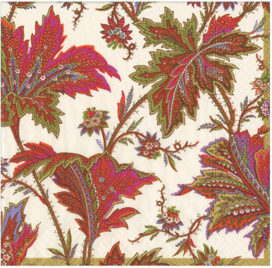 Caspari Paper Luncheon Napkins, Paisley Leaves Ivory - 2 Packs (18760L)