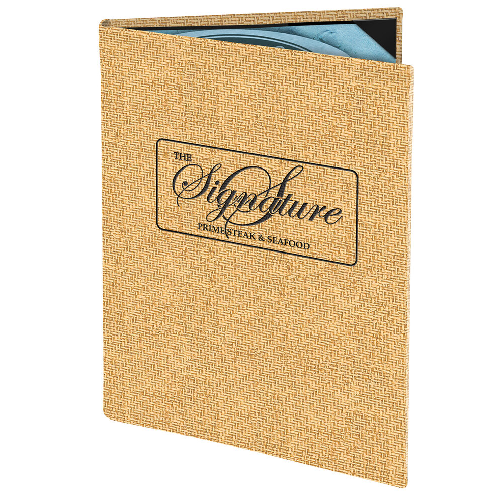 Menu Solutions WK120C Water Street Wicker 8 1/2" x 11" Customizable 2 View Menu Cover