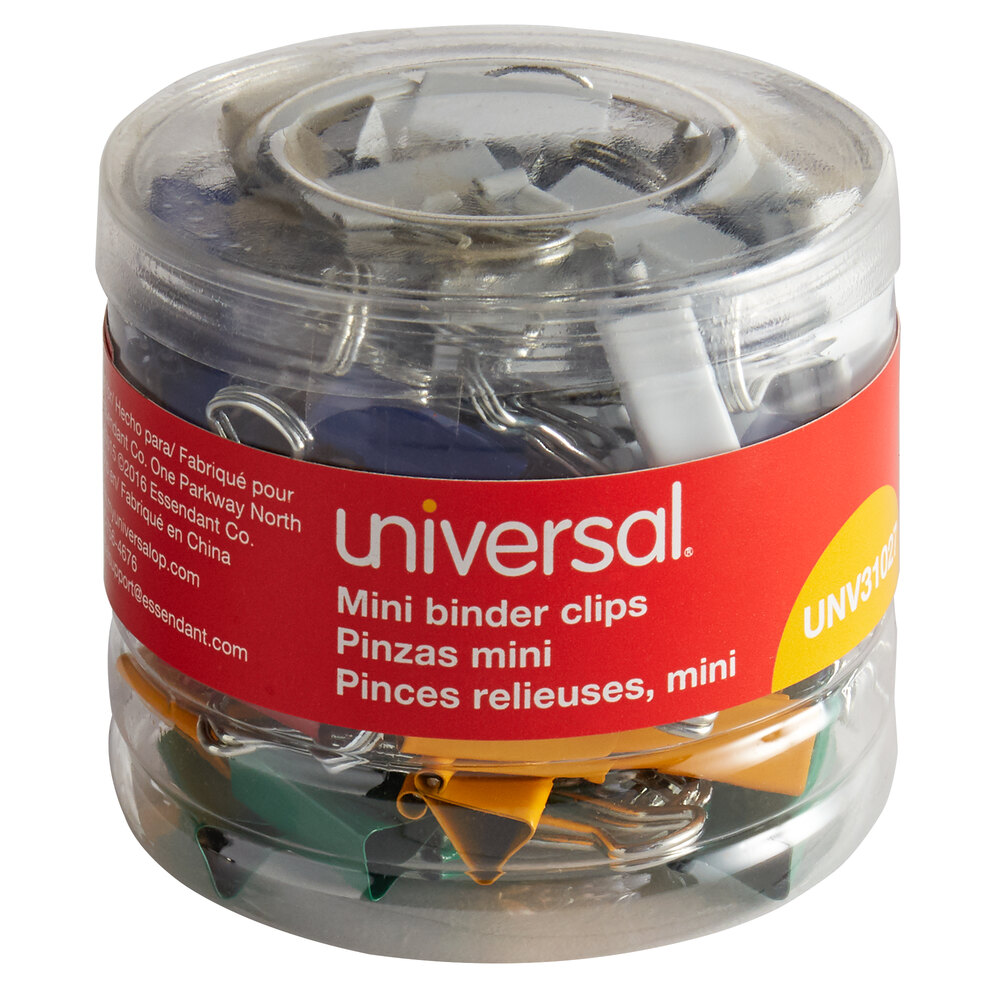 Universal UNV31027 1/4" Capacity Assorted Color Mini Binder Clips  - 60/Box