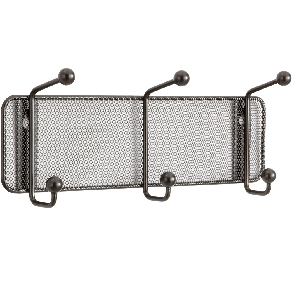 Safco 6402BL Onyx Steel Mesh Three-Peg Coat Hook / Wall Rack