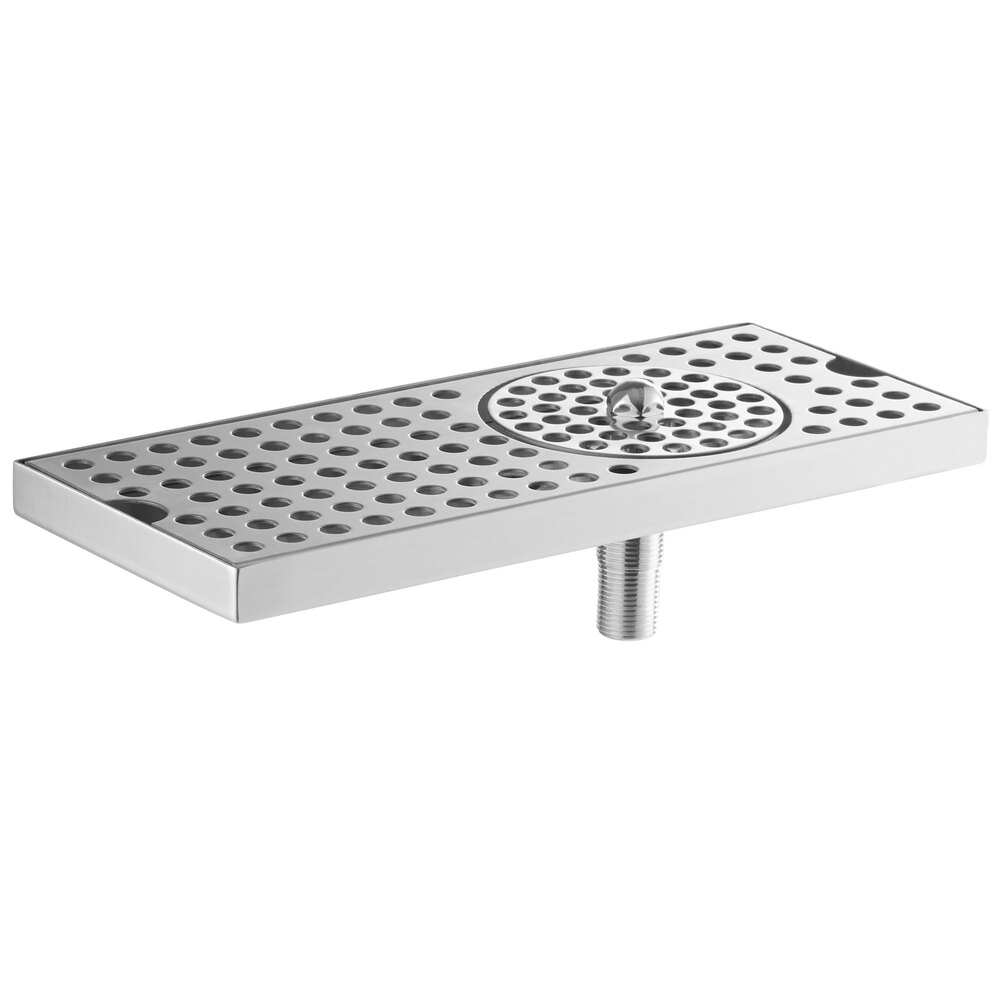 Micro Matic DP-120DGR 5" x 12" Stainless Steel Surface Mount Drip Tray with Glass Rinser