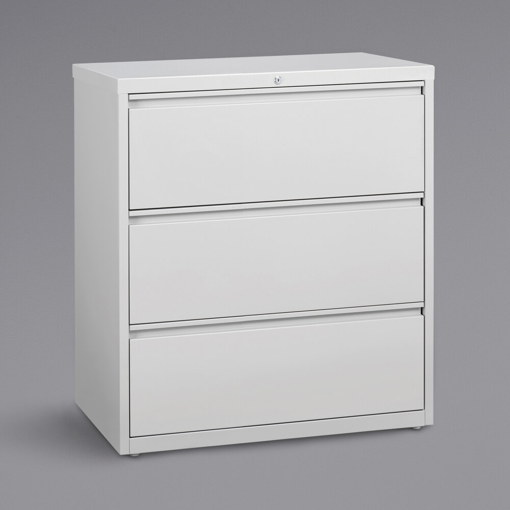 Hirsh Industries 23701 HL8000 Series White Three-Drawer Lateral File Cabinet - 36" x 18 5/8" x 40 1/4"
