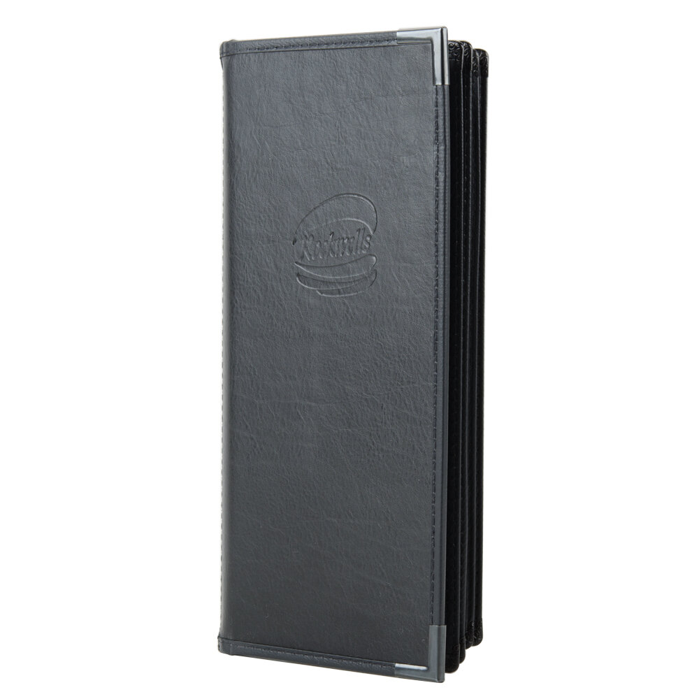 Menu Solutions RS170BA Royal Select Series 4 1/4" x 11" Customizable Leather-Like 10 View Booklet Menu Cover