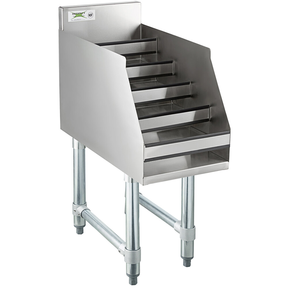 Regency 12" Five-Tiered Stainless Steel Liquor Display Rack - 23" Deep