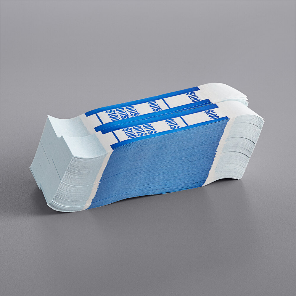 Blue Self-Adhesive Currency Strap - $100 - 1,000/Case