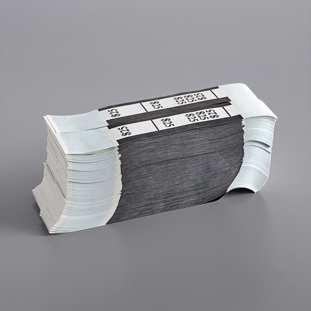 Black Self-Adhesive Currency Strap - $25 - 1,000/Case