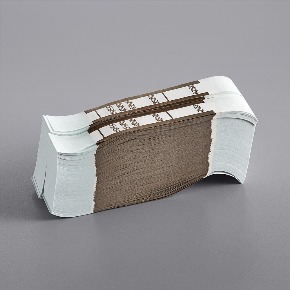 Brown Self-Adhesive Currency Strap - $5,000 - 1,000/Case