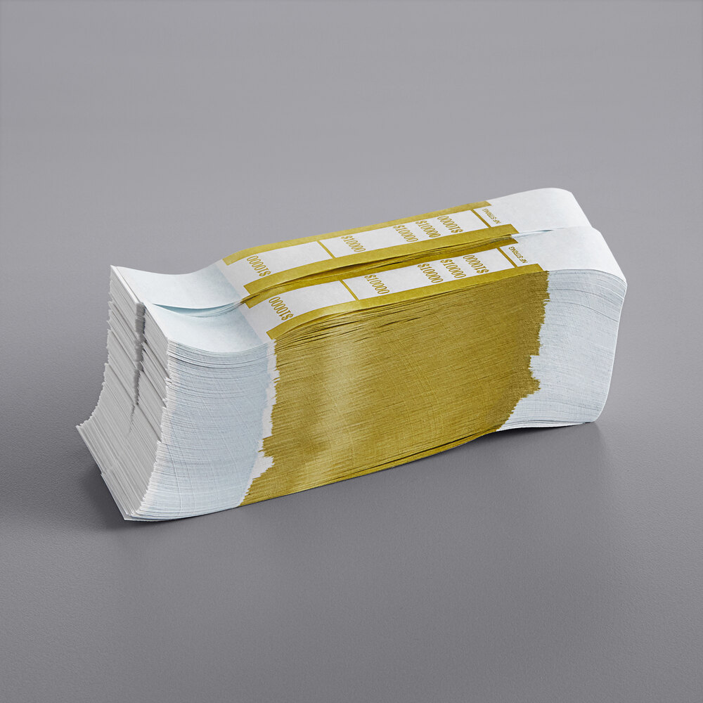 Mustard Self-Adhesive Currency Strap - $10,000  - 1,000/Case