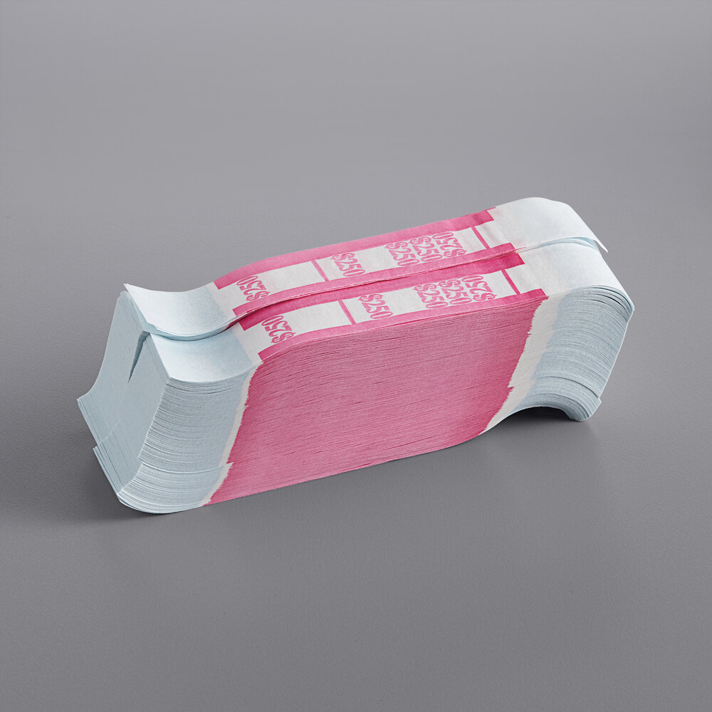 Pink Self-Adhesive Currency Strap - $250 - 1,000/Case