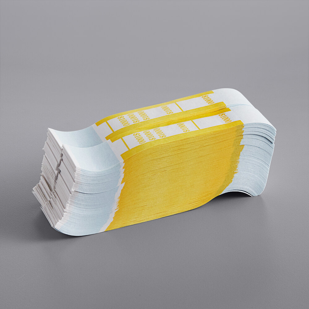 Yellow Self-Adhesive Currency Strap - $1,000 - 1,000/Case