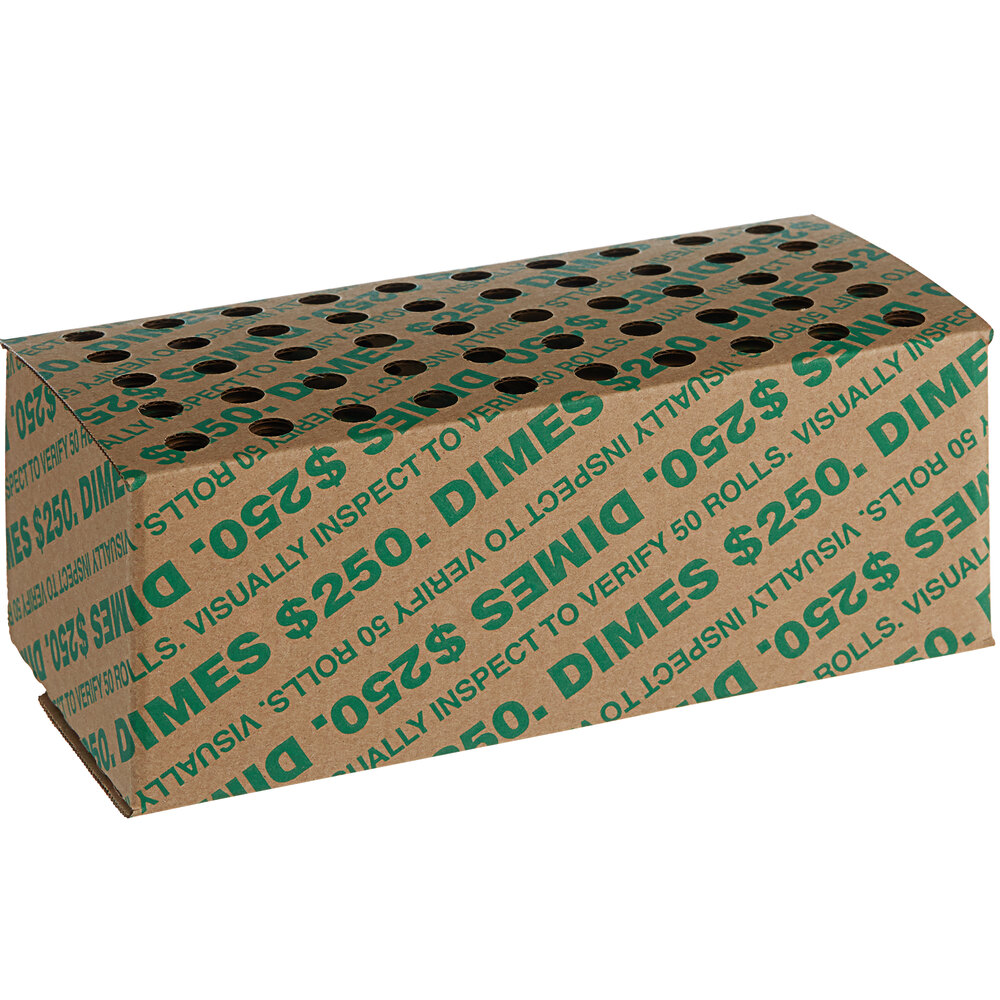 7 7/8" x 3 3/4" x 3 1/4" Coin Storage Box - $250, Dimes  - 50/Case