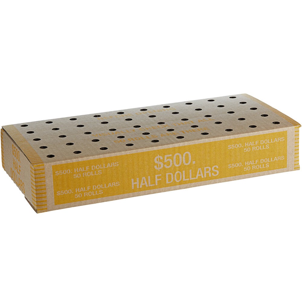 13 1/4" x 6 1/2" x 2 1/2" Coin Storage Box - $500, Half Dollars  - 50/Case