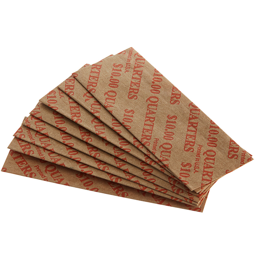 Pop-Open Flat Tubular Coin Wrapper - $10, Quarters - 1,000/Case