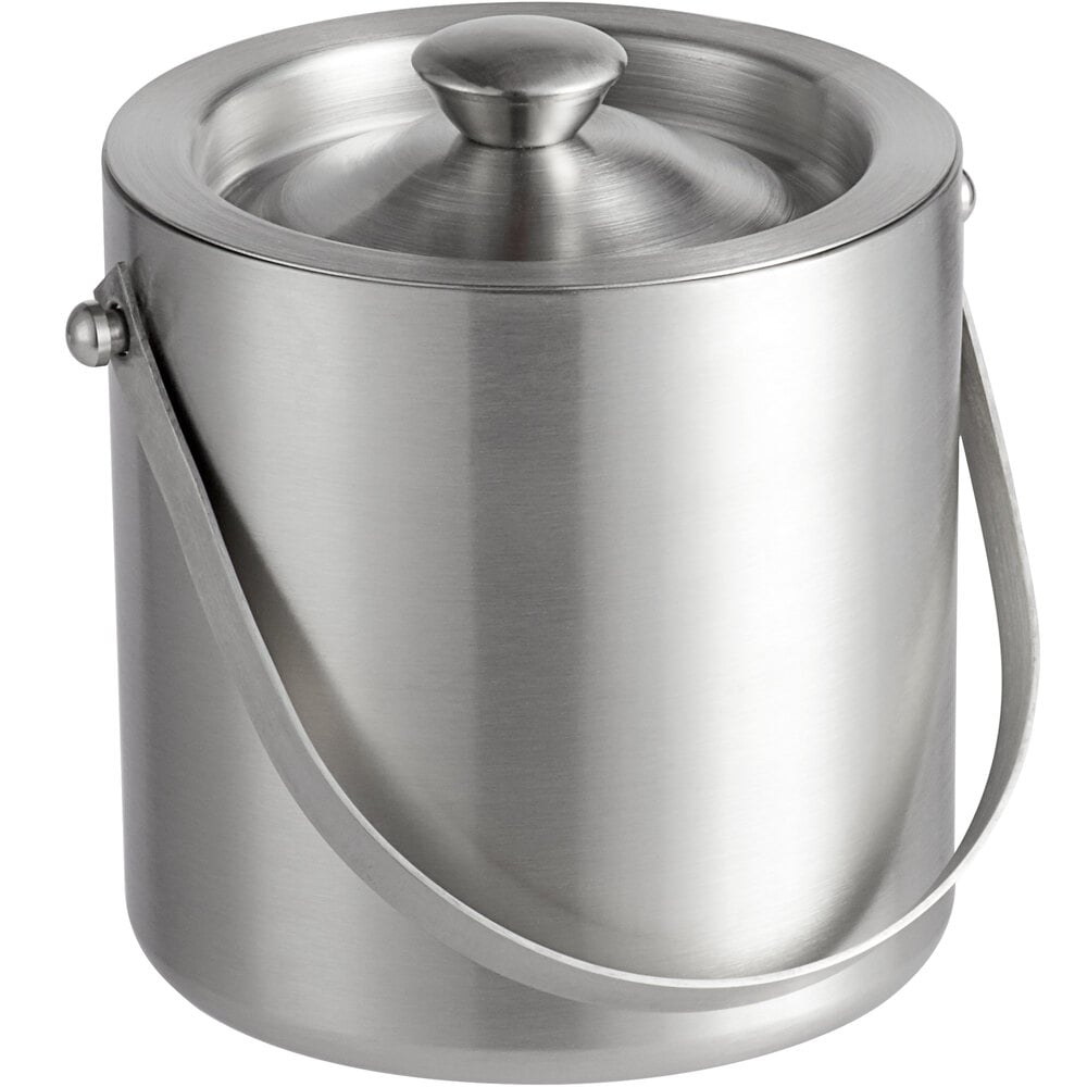 Libbey IB-100 2 Qt. Stainless Steel Ice Bucket with Dome Cover