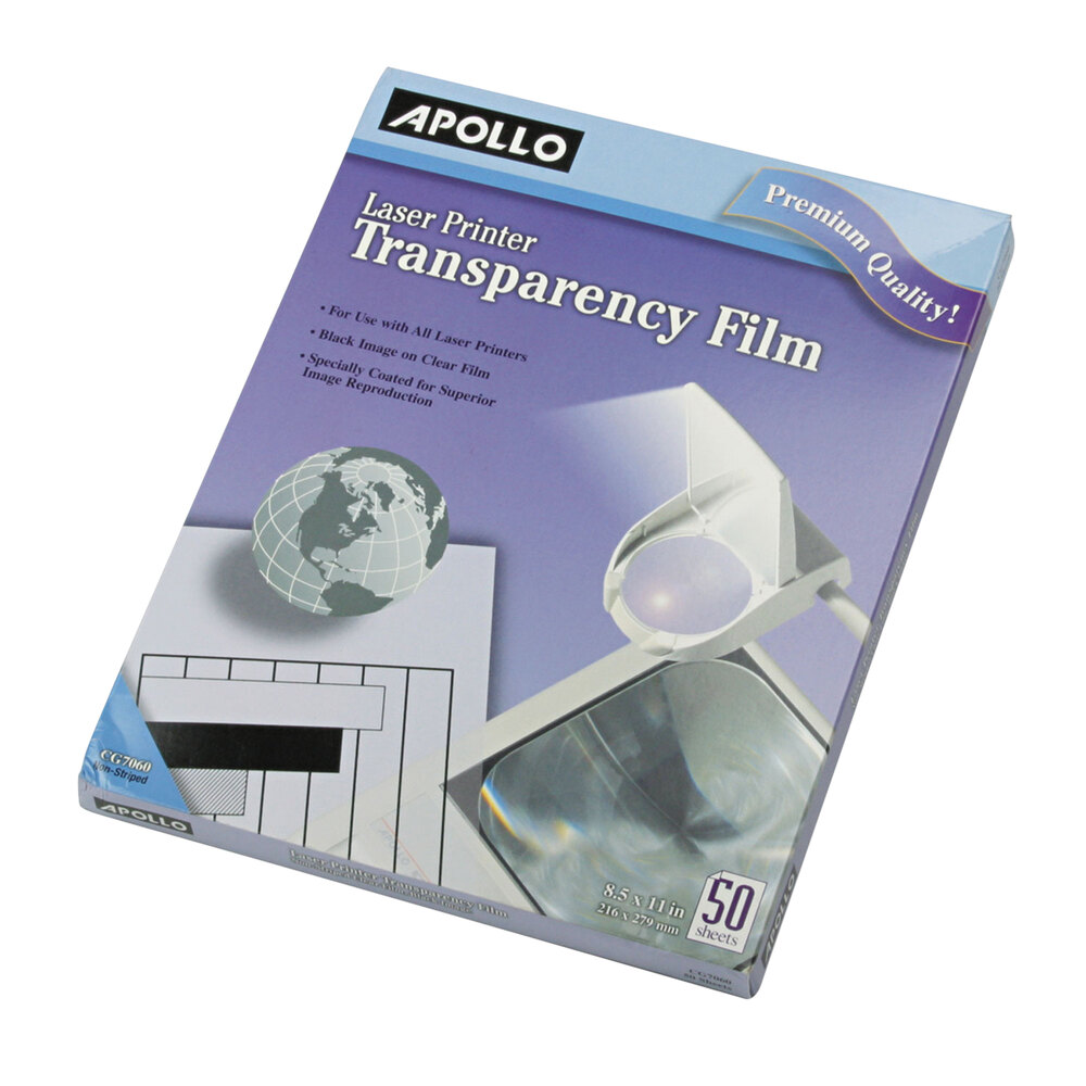 Apollo CG7060 Black / White Laser Transparency Film - 50/Box