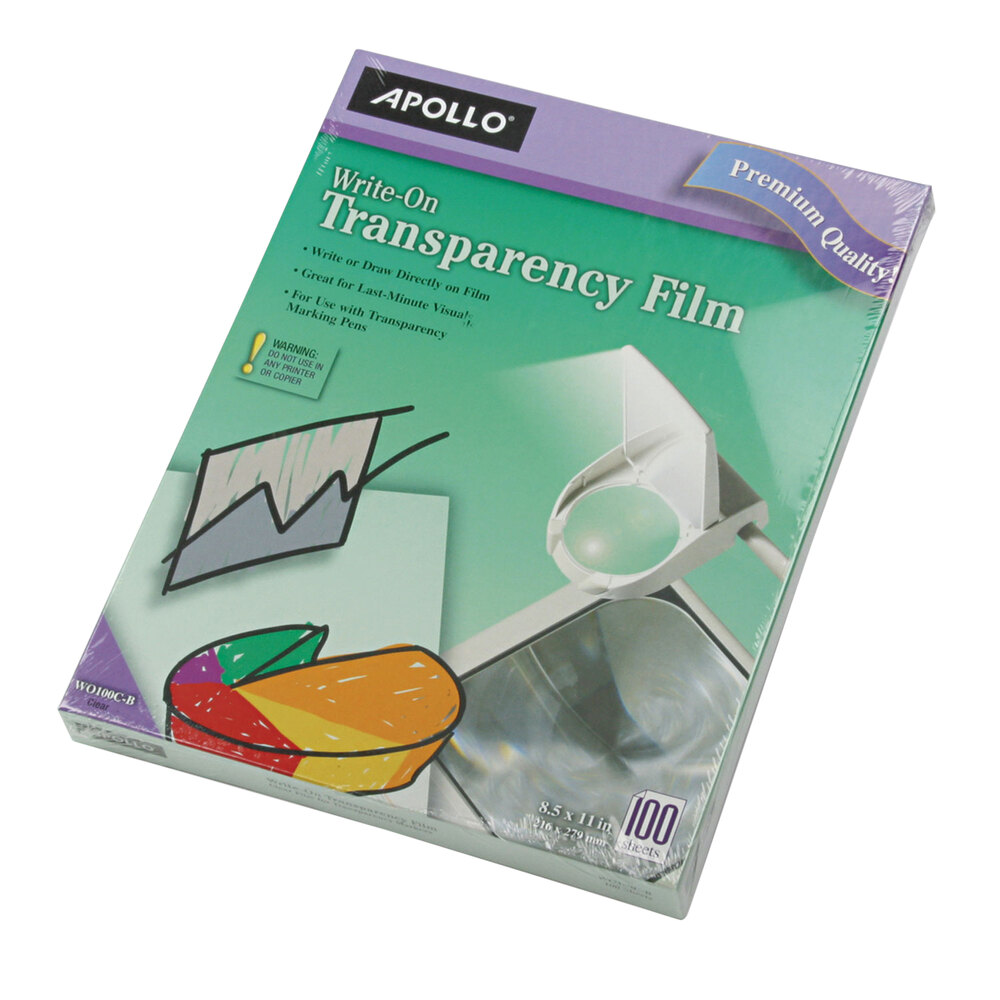 Apollo WO100CB Write-On Transparency Film - 100/Box
