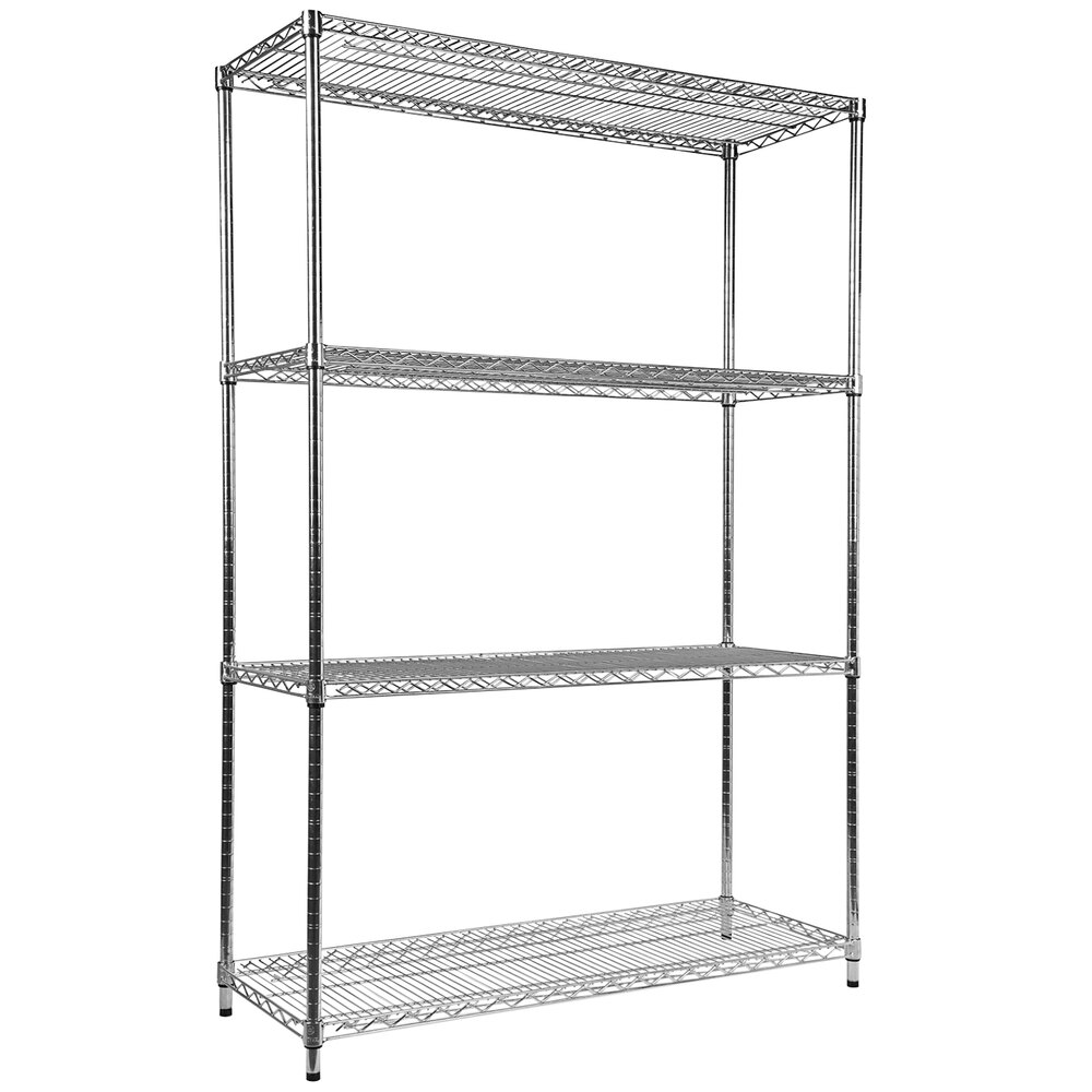Alera ALESW664818BL 18" x 48" x 72" Black Steel Wire Shelving 6-Shelf Commercial Starter Kit with Shelf Liners