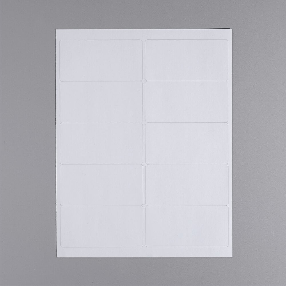 Lavex 4" x 2" Blank Paper Permanent Label Sheet - 2,500/Pack