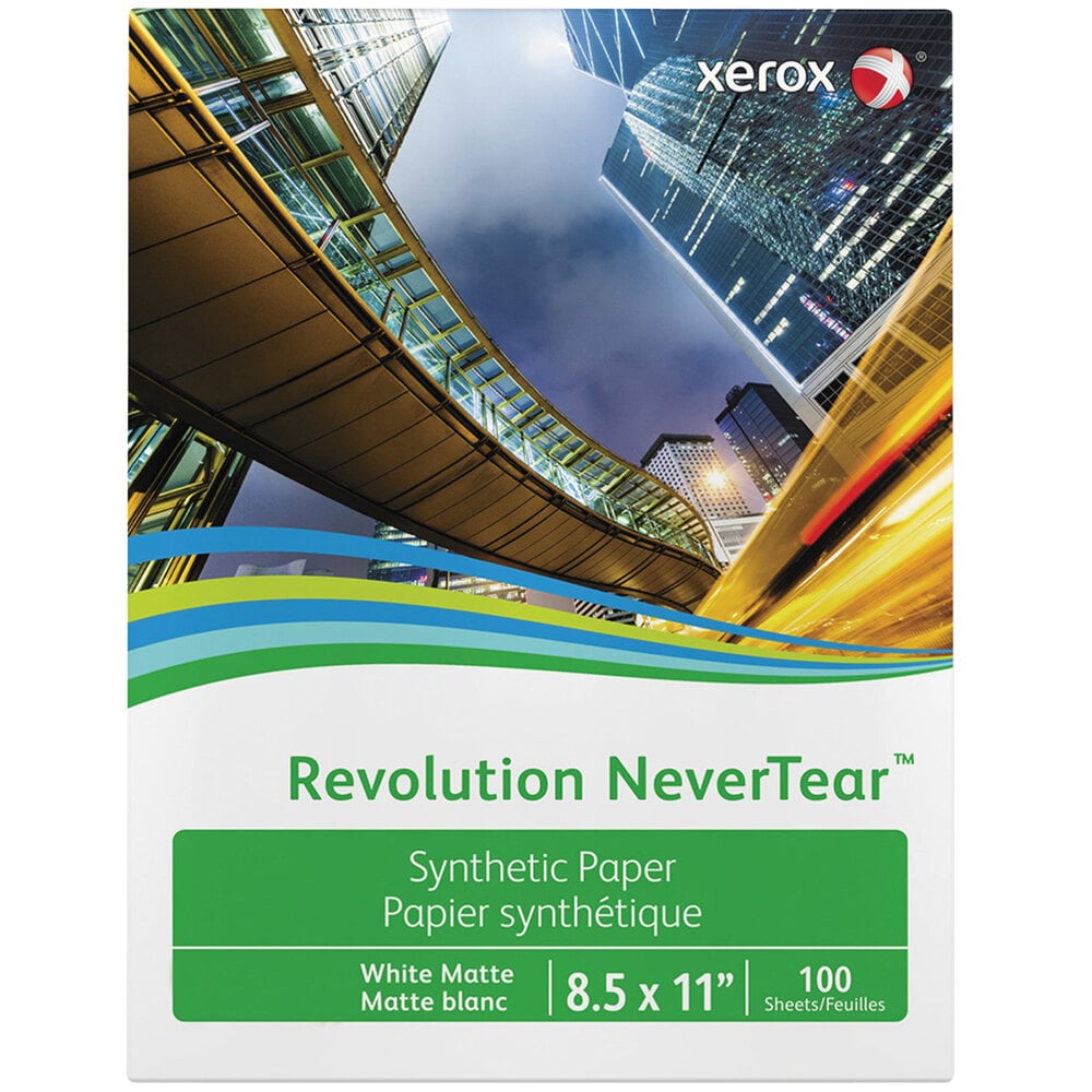 Xerox 3R20176 Revolution NeverTear 8 1/2" x 11" Smooth White Ream of 8 mil Photo Print Paper - 500 Sheets