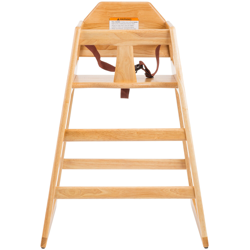 Tablecraft 6565104 Stacking Hardwood High Chair with Natural Finish, Assembled