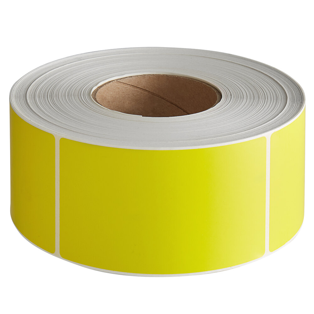 Lavex 3" x 5" Blank Yellow Thermal Transfer Permanent Label - 1,200/Roll