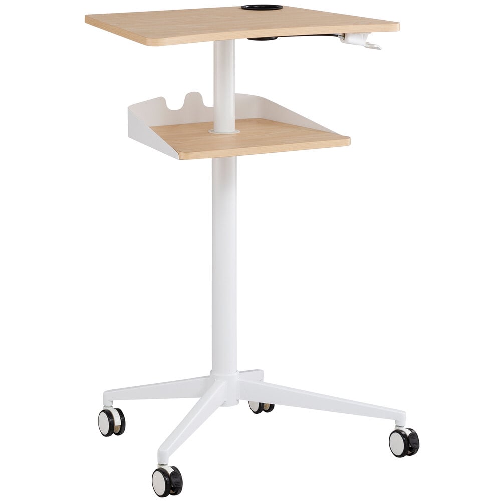 Safco 1944NA 30 3/4" x 22 7/8" Natural Adjustable Height Stand-Up Mobile Workstation