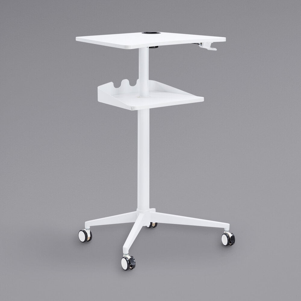 Safco 1944WH 30 3/4" x 22 7/8" White Adjustable Height Stand-Up Mobile Workstation