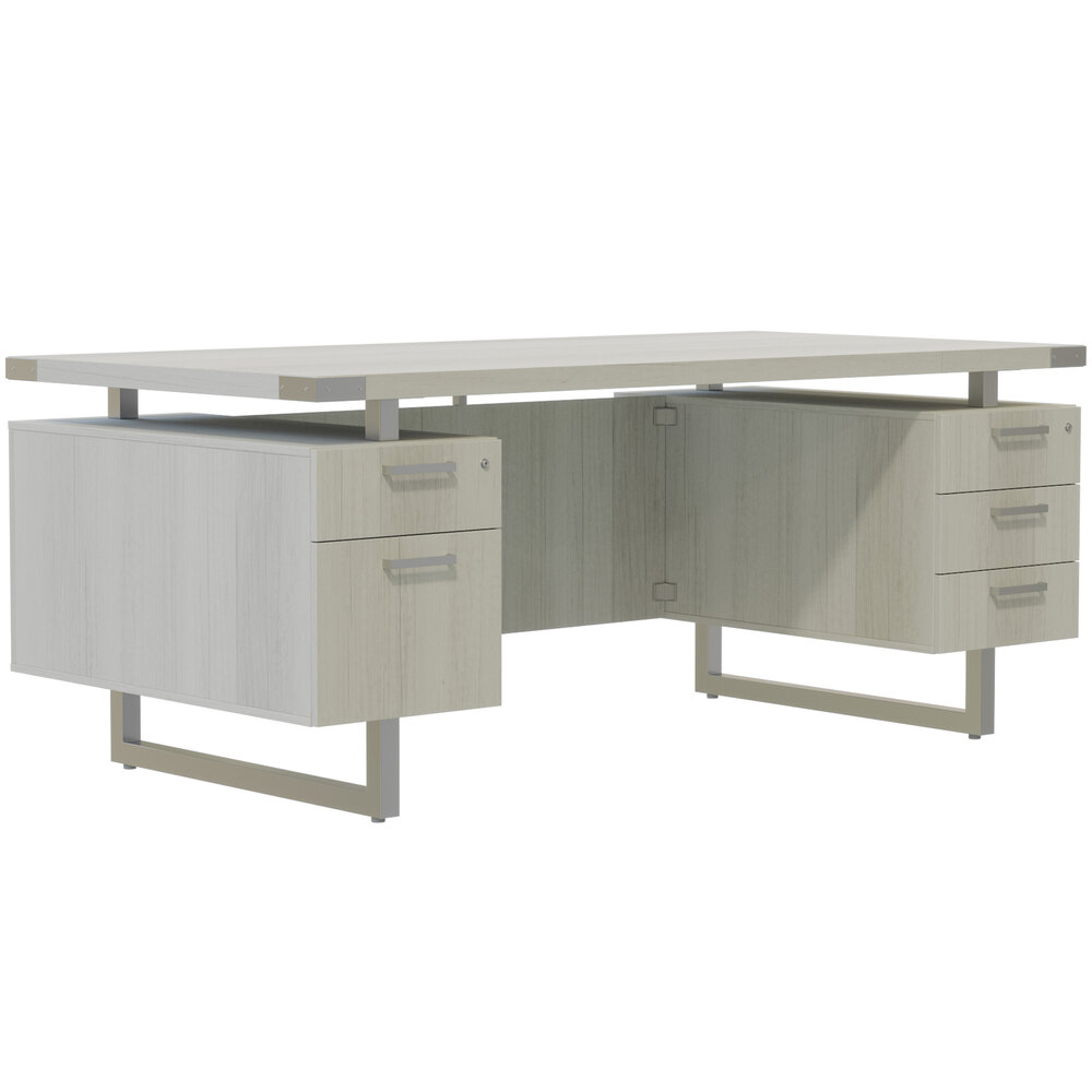Safco MRDBF7236WAH Mirella 72" x 36" White Ash Free-Standing Desk with 4 Storage and 1 File Drawer