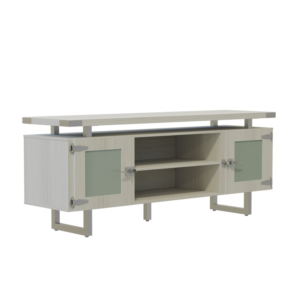 Safco MRLWCGDWAH Mirella 72" x 20" x 29 1/2" White Ash Low Wall Cabinet with Glass Doors