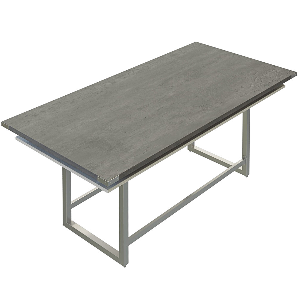 Safco MRCH8SGY Mirella 8' Stone Gray Two-Tier Rectangular Standing Conference Table