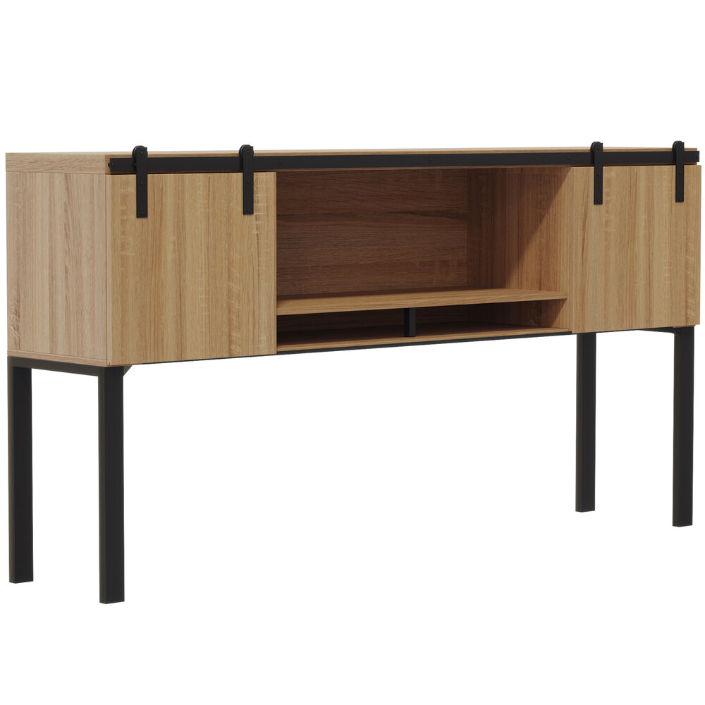 Safco MRHW72SDD Mirella 72" x 15" x 38" Sand Dune Hutch with Sliding Wood Doors