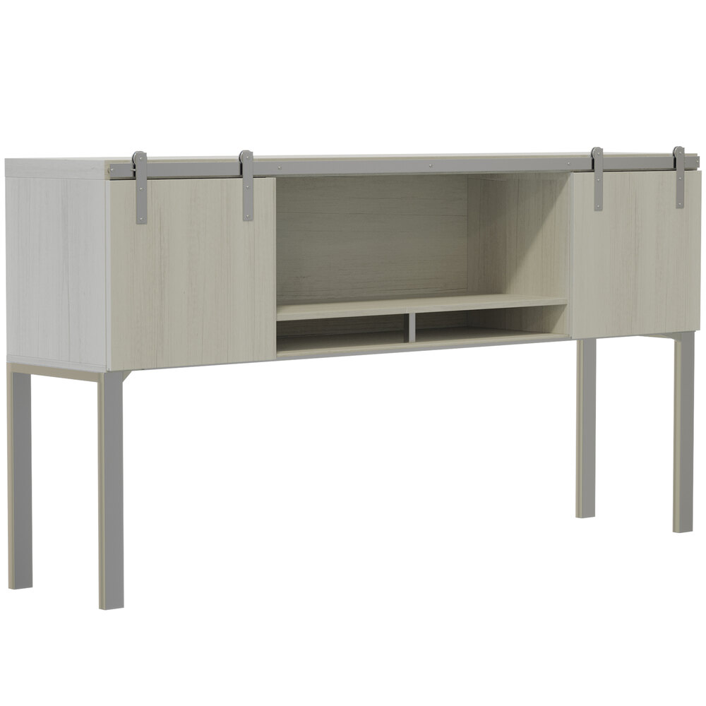 Safco MRHW72WAH Mirella 72" x 15" x 38" White Ash Hutch with Sliding Wood Doors