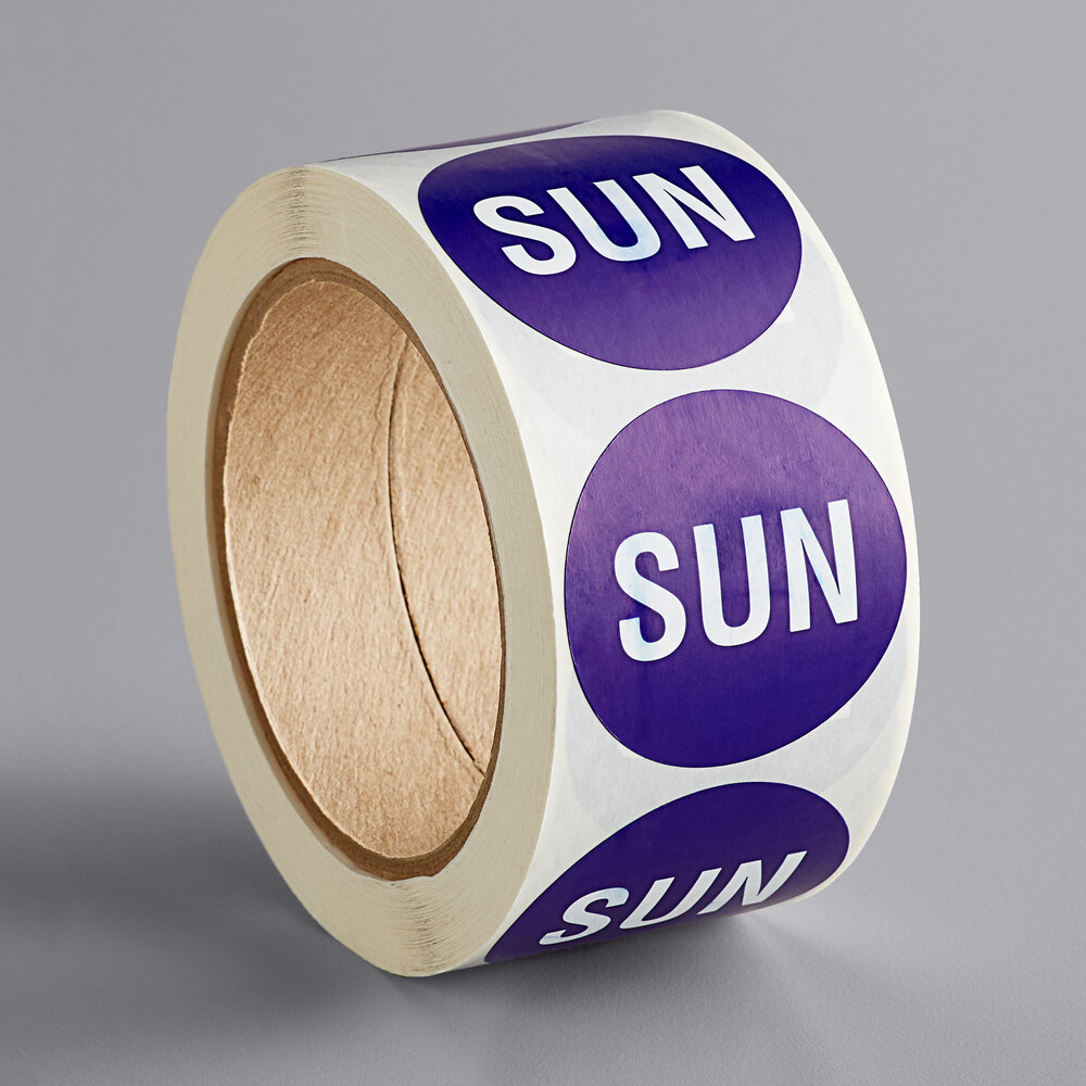 Lavex 2" Sunday Blue Matte Paper Permanent Inventory Day Label - 500/Roll