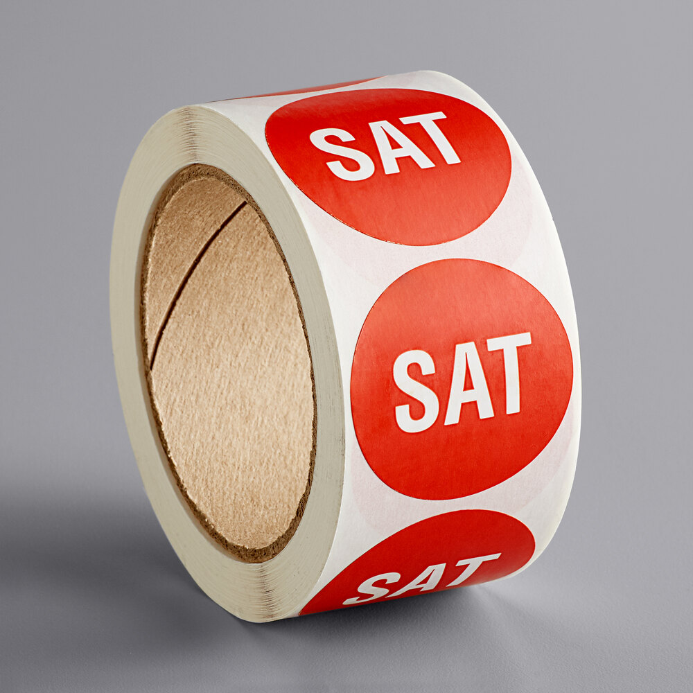 Lavex 2" Saturday Red Matte Paper Permanent Inventory Day Label - 500/Roll
