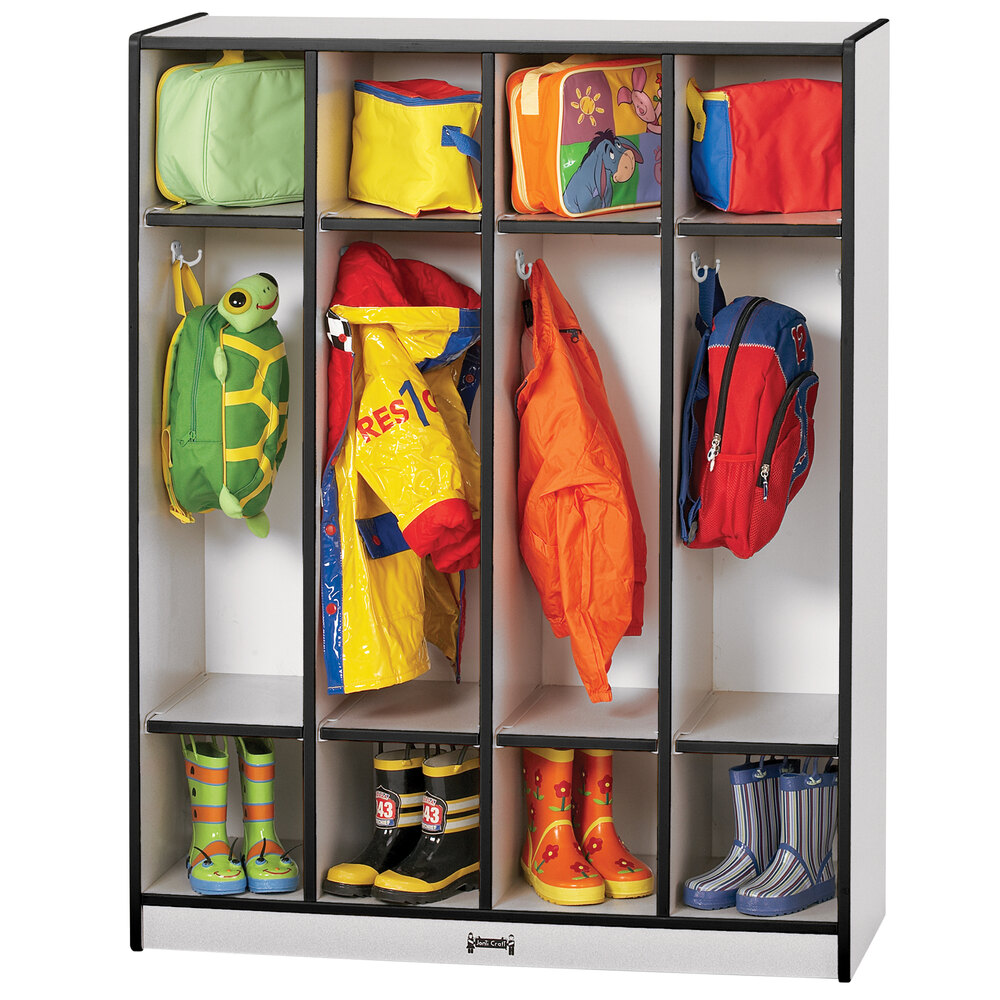 Rainbow Accents 0268JCWW180 39" x 15" x 50 1/2" 4-Section Black TRUEdge Freckled-Gray Laminate Coat Locker