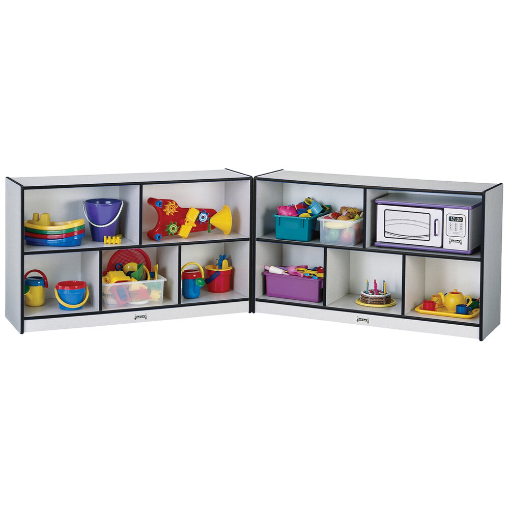 Rainbow Accents 0292JCWW180 Fold-n-Lock 96" x 15" x 29 1/2" Mobile 10-Section Black TRUEdge Freckled-Gray Laminate Storage Cabinet