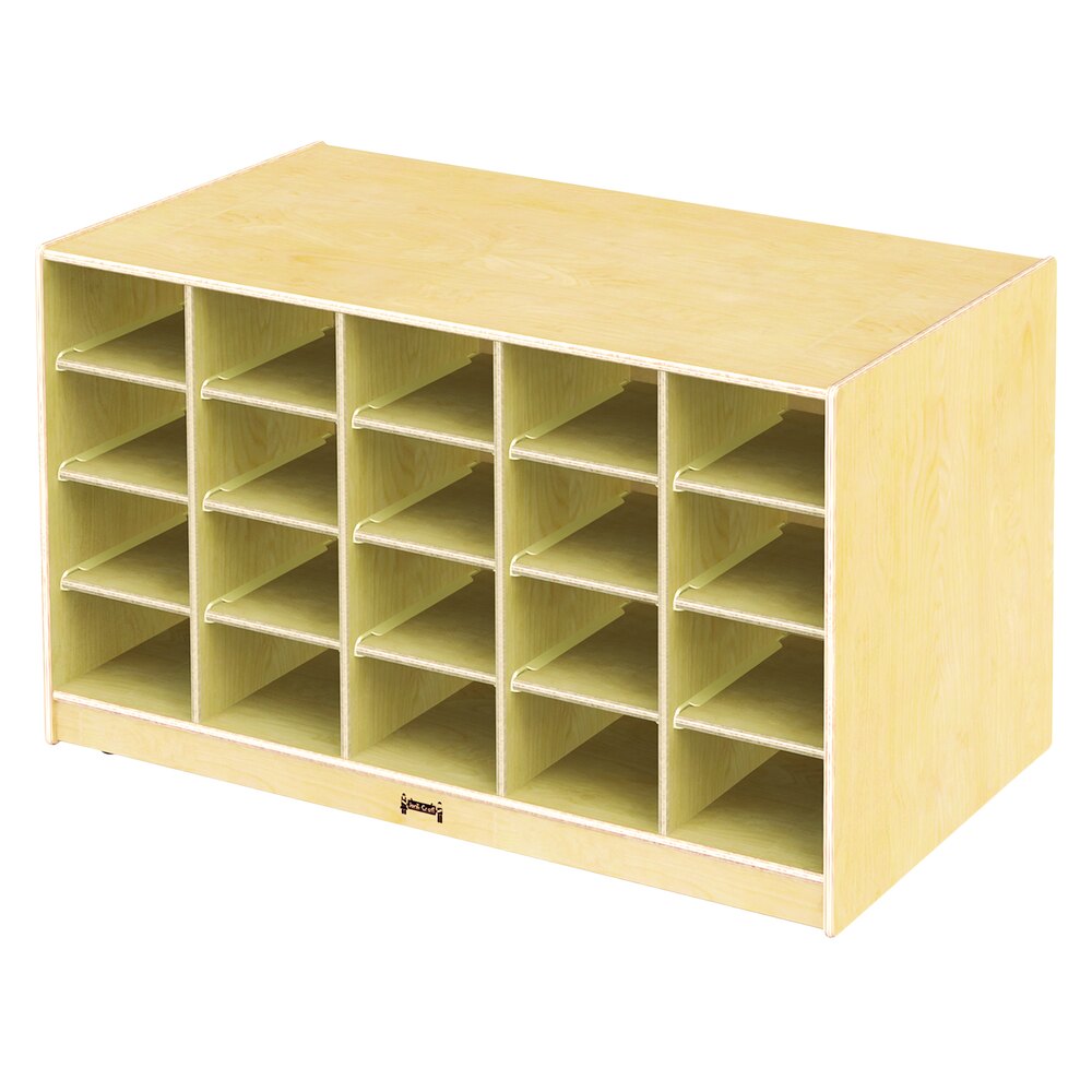 Jonti-Craft Baltic Birch 4424JC 48" x 28" x 29 1/2" Mobile 40-Cubbie Double-Sided Wood Storage Island