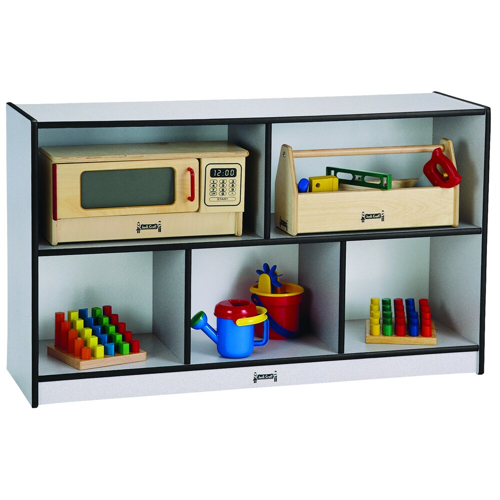Rainbow Accents 0392JCWW180 48" x 15" x 29 1/2" Mobile 5-Section Black TRUEdge Freckled-Gray Laminate Storage Cabinet