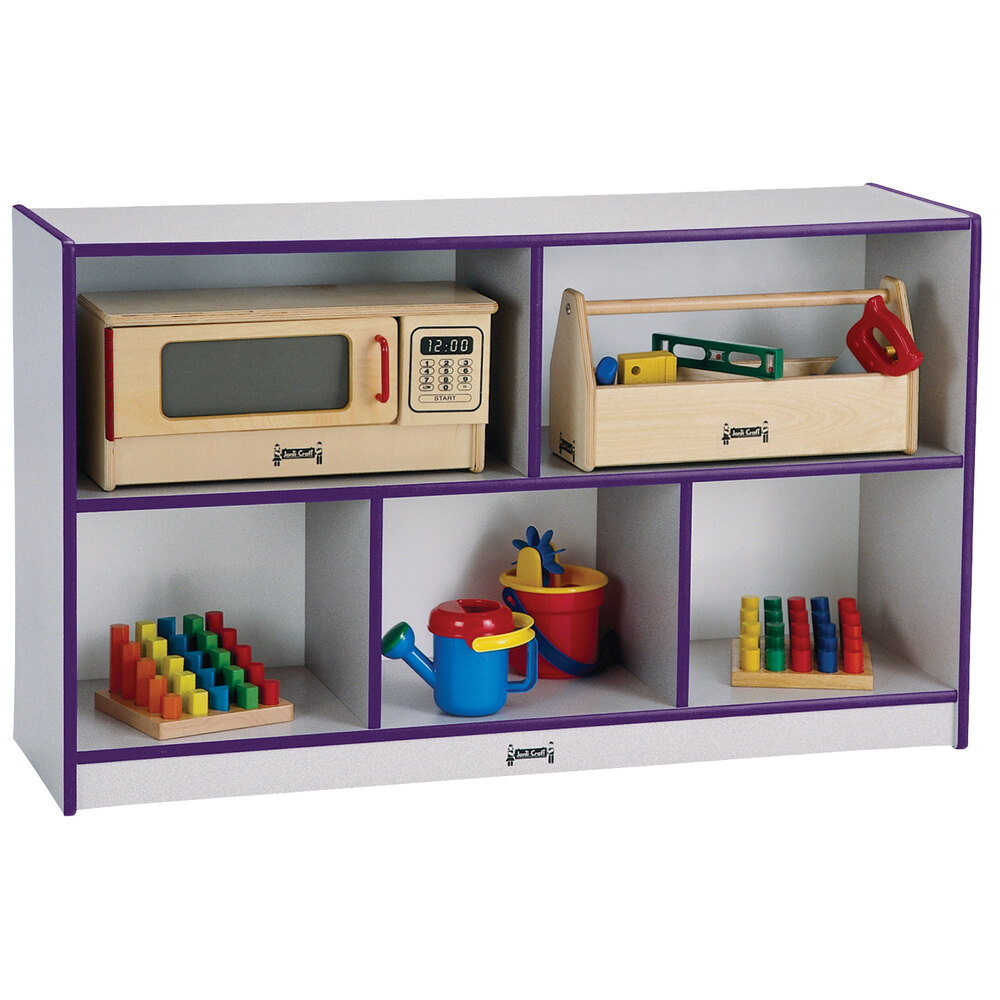 Rainbow Accents 0392JCWW004 48" x 15" x 29 1/2" Mobile 5-Section Purple TRUEdge Freckled-Gray Laminate Storage Cabinet
