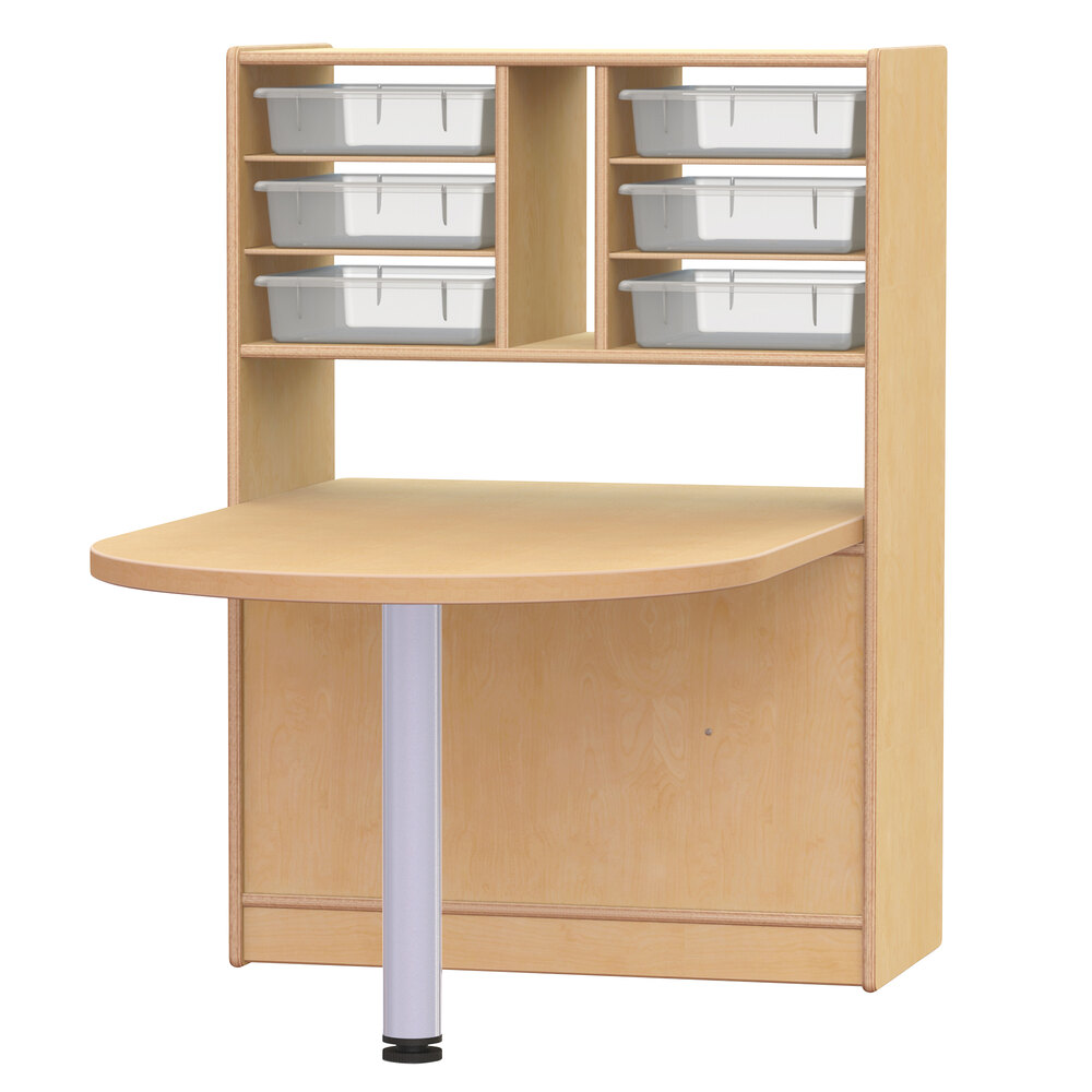 Jonti-Craft Baltic Birch 9517JC 29" x 48" x 40" STEM Makerspace Children's Wood Table With Rotating Bottom Shelf, Removable Shelves, and 6 Plastic Paper Trays