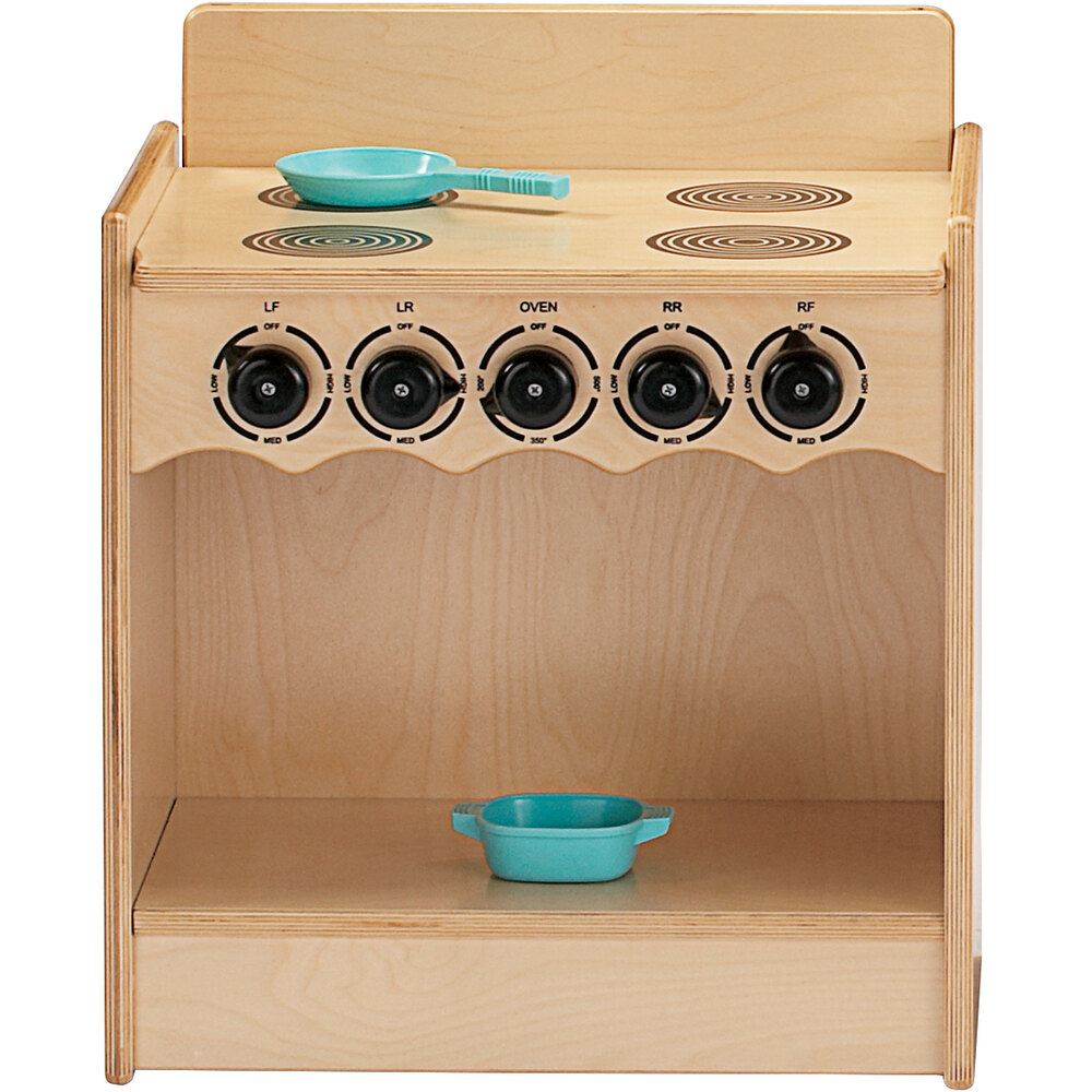 Jonti-Craft Baltic Birch 2079JC Toddler Contempo 18" x 13 1/2" x 21 1/2" Kitchen Stove