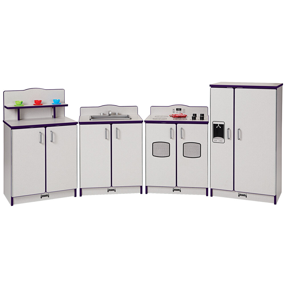 Rainbow Accents 2411JCWW004 Culinary Creations 80" x 15" x 35" Purple TRUEdge Freckled-Gray 4-Piece Kitchen Set