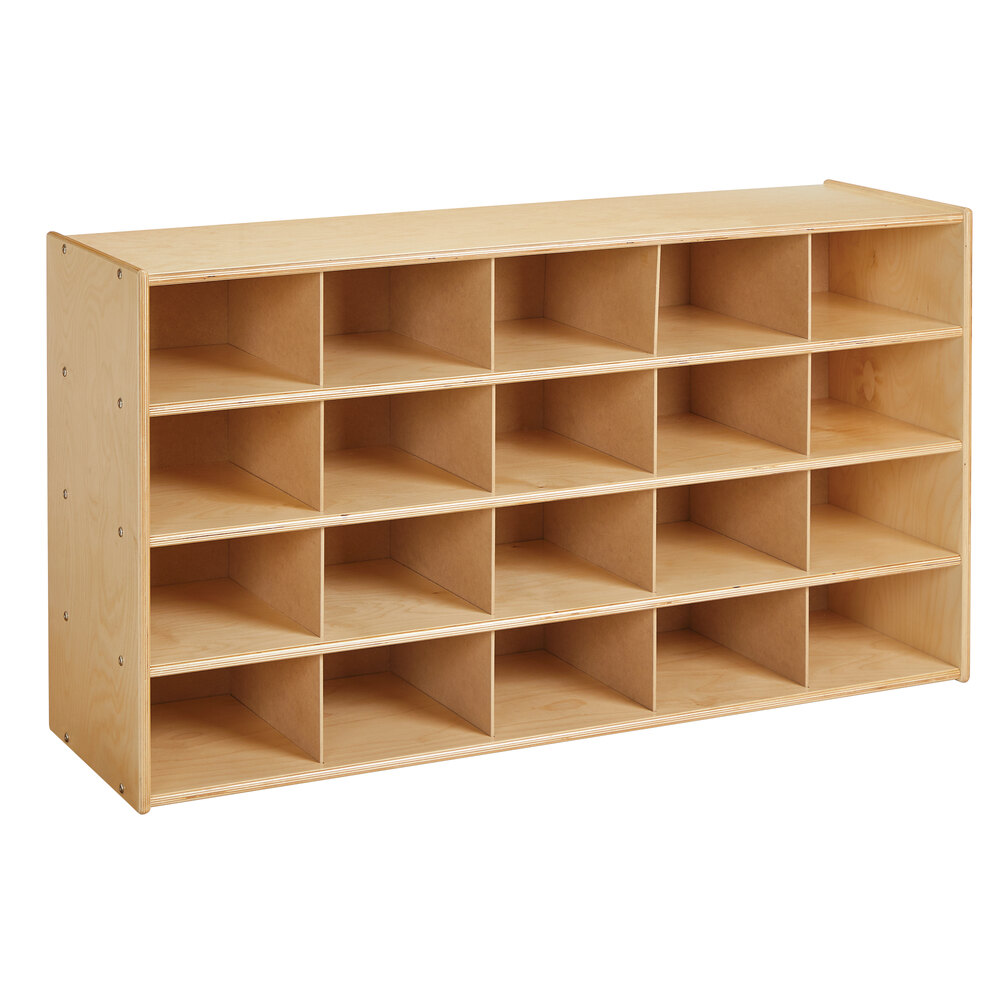 Young Time 7040YT 48" x 15" x 26 1/2" Natural 20-Cubbie Storage Unit